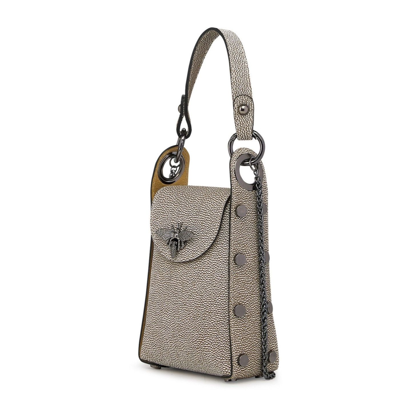 Borse Donna colore Grigio-in pelle Made in Italy 14x20x7cm