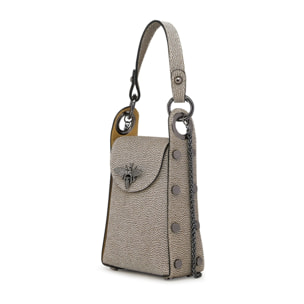 Borse Donna colore Grigio-in pelle Made in Italy 14x20x7cm