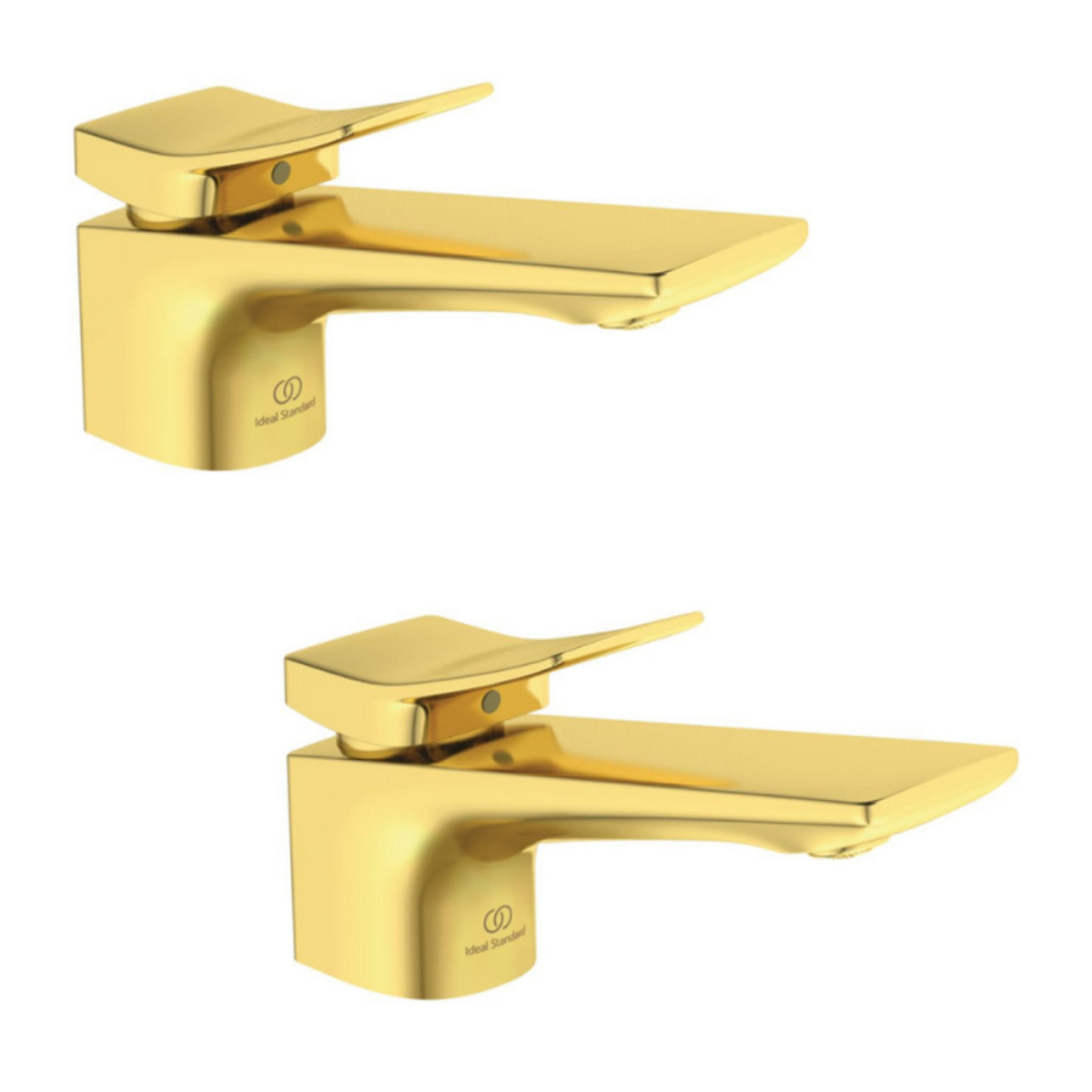 Lot de deux mitigeurs lavabo Conca avec tirette et vidage Or