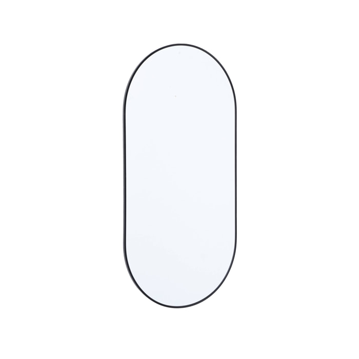 Miroir ovale aluminium 60 x 120 x 1.6 cm noir - Ashley