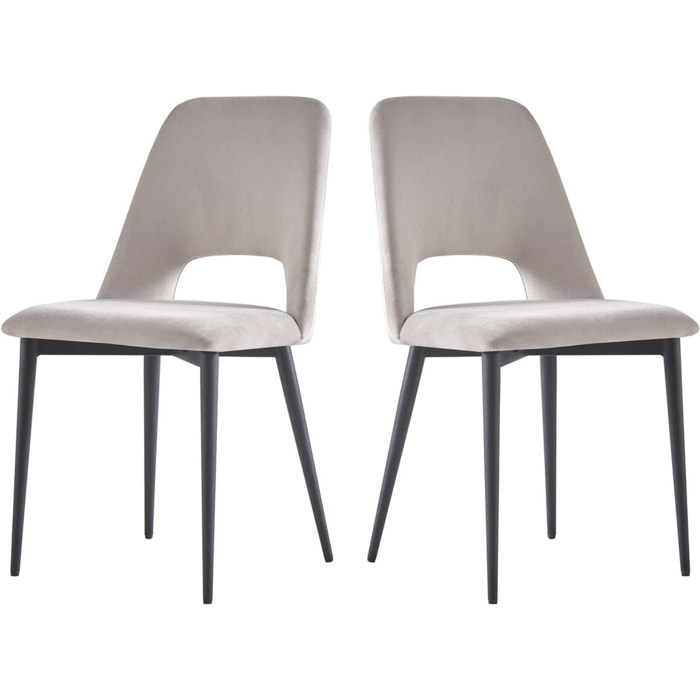 Lot de 2 Chaises en velours "Fedora" - Bleu foncé