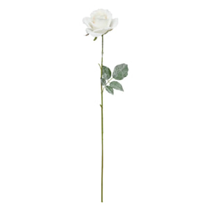 Branche rose blanc enneigée H62