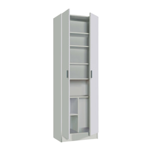 Armadio multiuso Portsmouth, Mobile ausiliario a 2 ante, Guardaroba portascarpe moderno, Scarpiera verticale, cm 59x37h180, Bianco