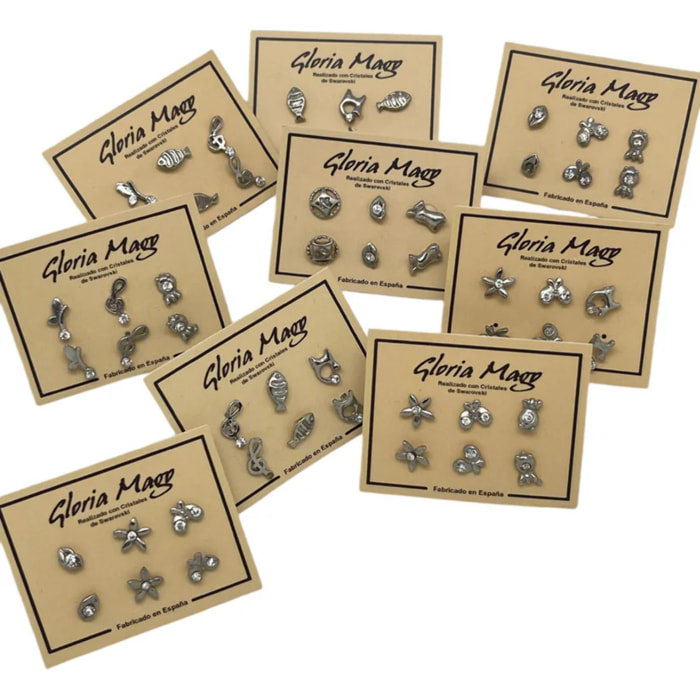 3 pares de pendiente mini en cristal