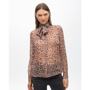 Camicia con fiocco animalier
