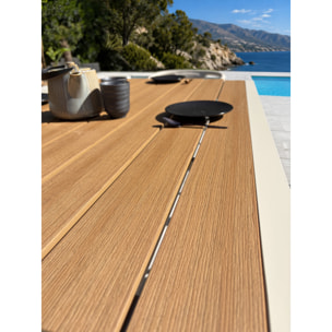 TONGA - Table de jardin 4 places en alu plateau polywood  aspect bois