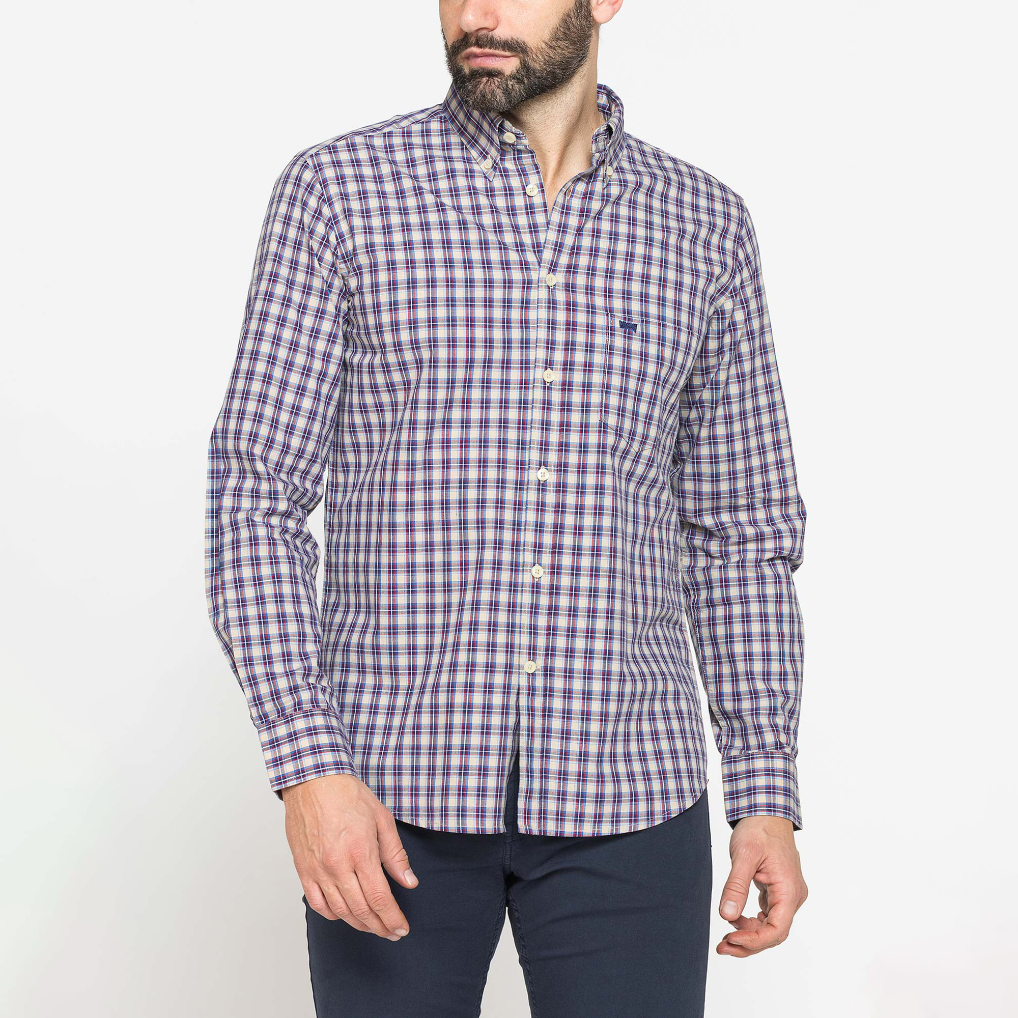 CAMICIA BUTTON-DOWN CON MANICA LUNGA E TASCHINO