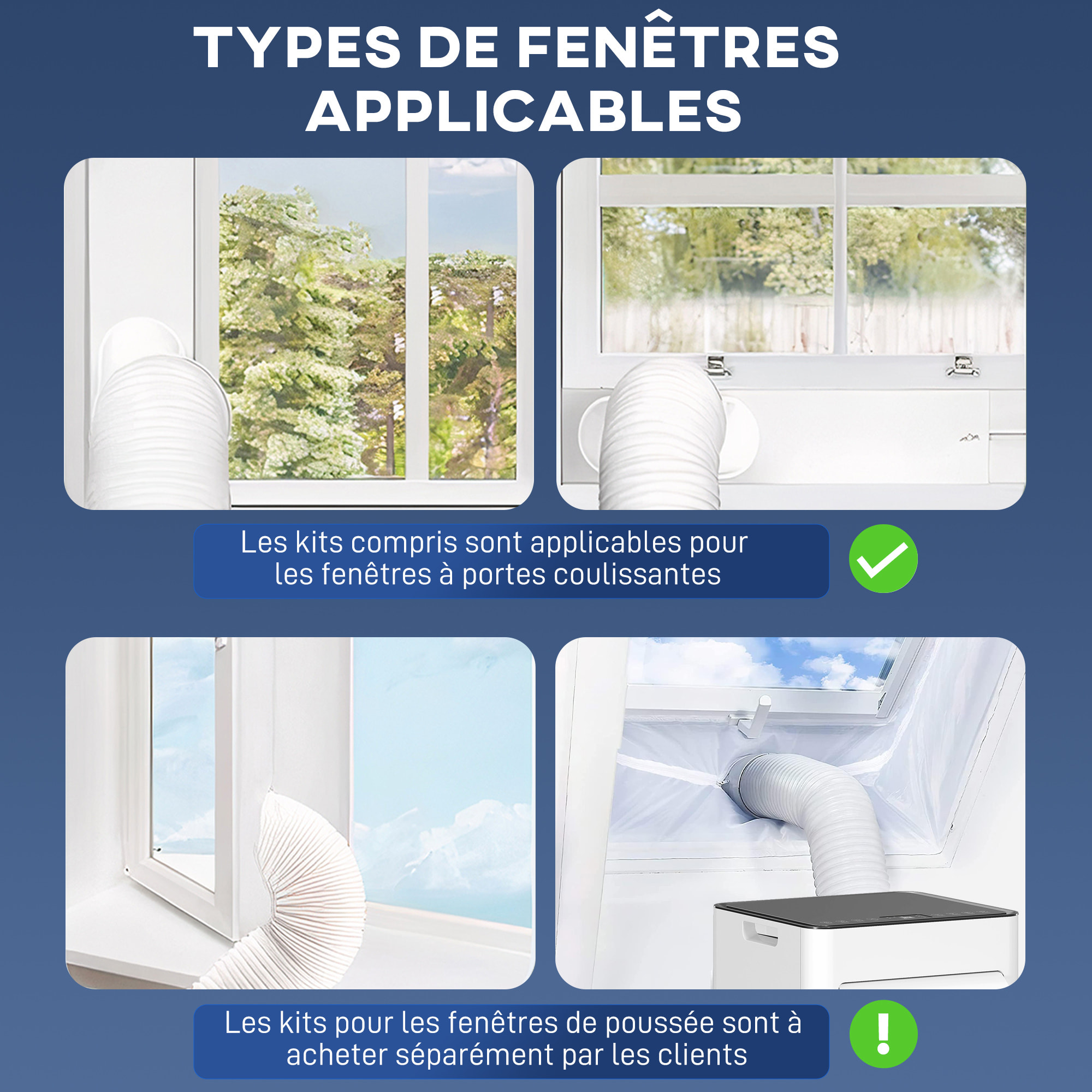 Climatiseur mobile 7000BTU 3 en 1 refroidissement ventilateur déshumidificateur télécommande kit d'évacution inclus blanc