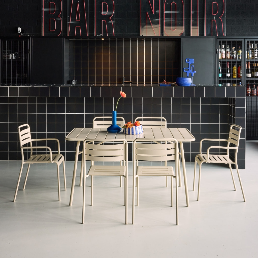 Table de jardin pliante métal + 6 assises AMÉLIA