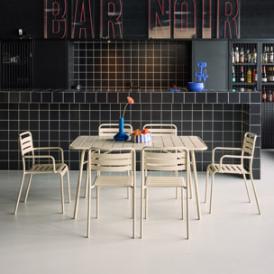 Table de jardin pliante métal + 6 assises AMÉLIA