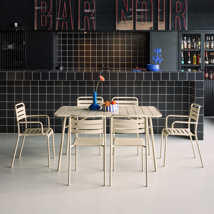 Table de jardin pliante métal + 6 assises AMÉLIA