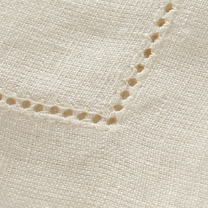 Chemin de table uni en lin, Made in France, FLORENCE , Blanc Crème
