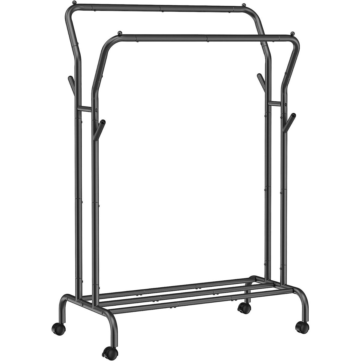 Stand appendiabiti doppio Oskar su ruote in acciaio nero