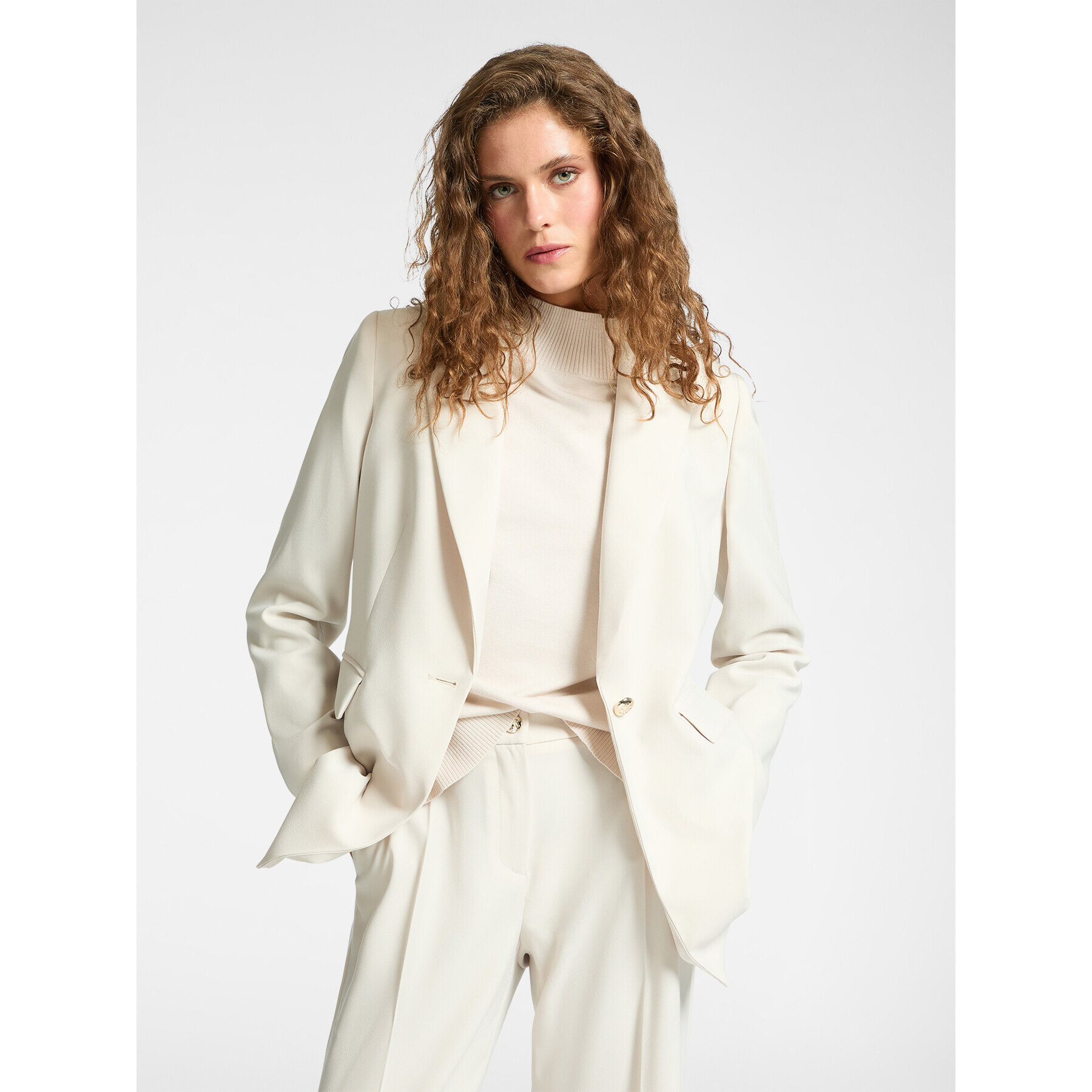 Elena Mirò - Blazer monopetto in tessuto crêpe - Bianco