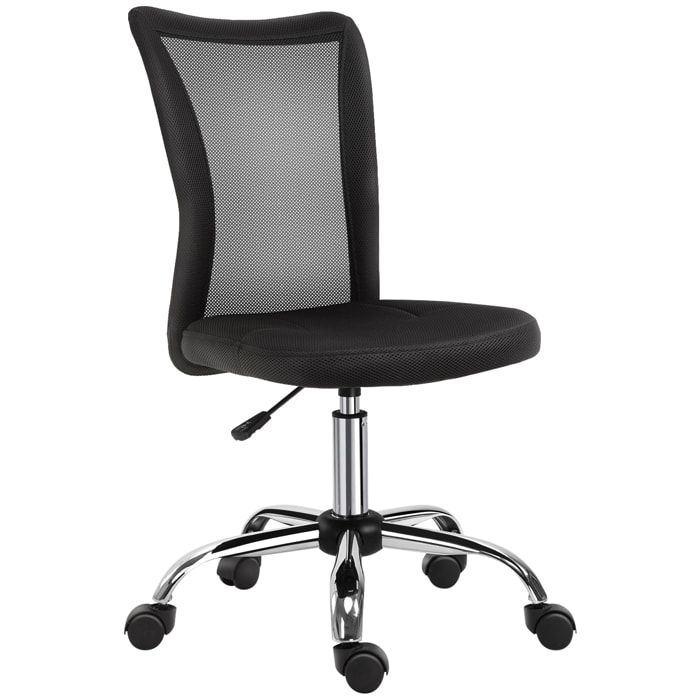 Vinsetto Chaise de bureau ergonomique hauteur réglable piètement chromé pivotant 360° revêtement maille noir