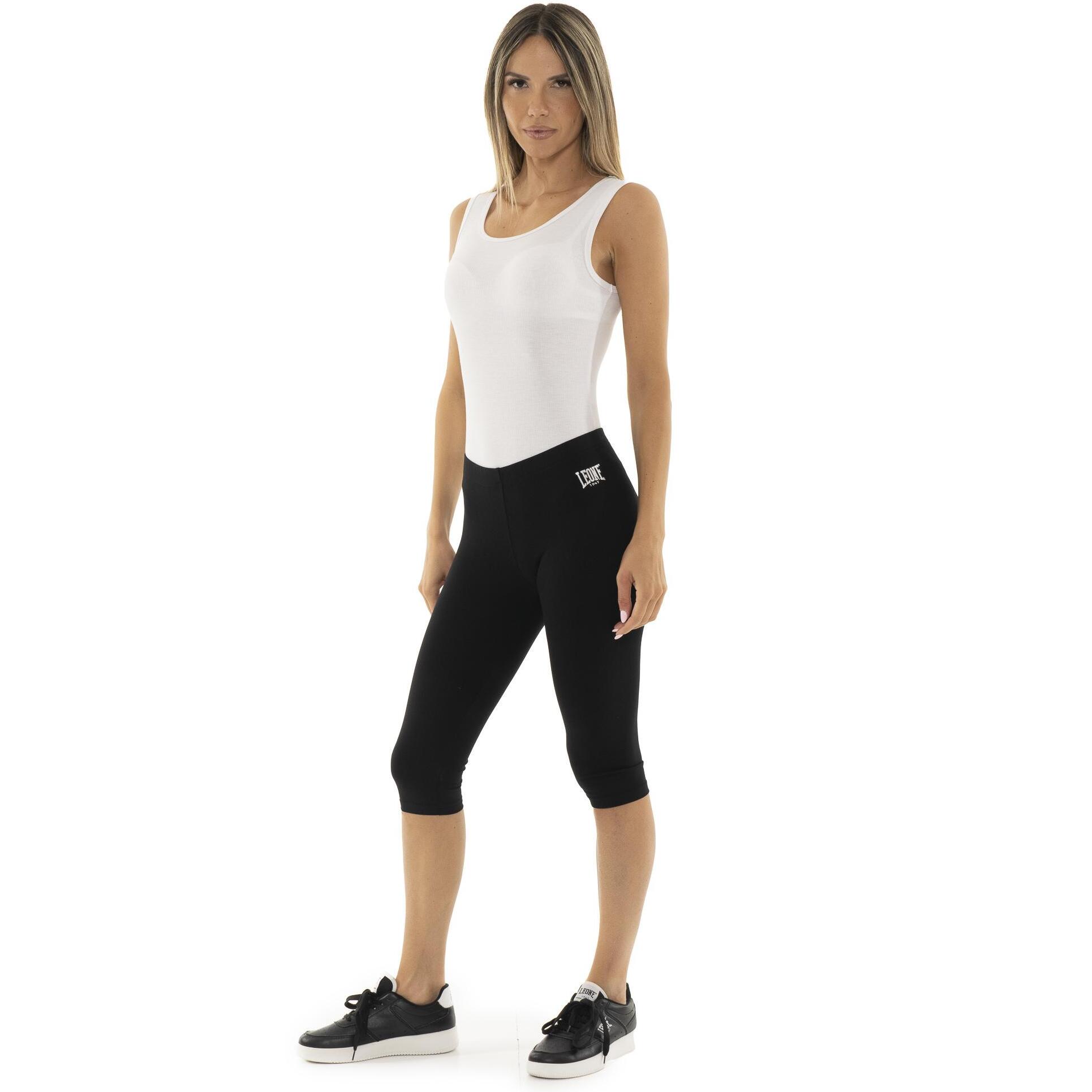 Leone Legging básico de mujer capri de algodón elástico