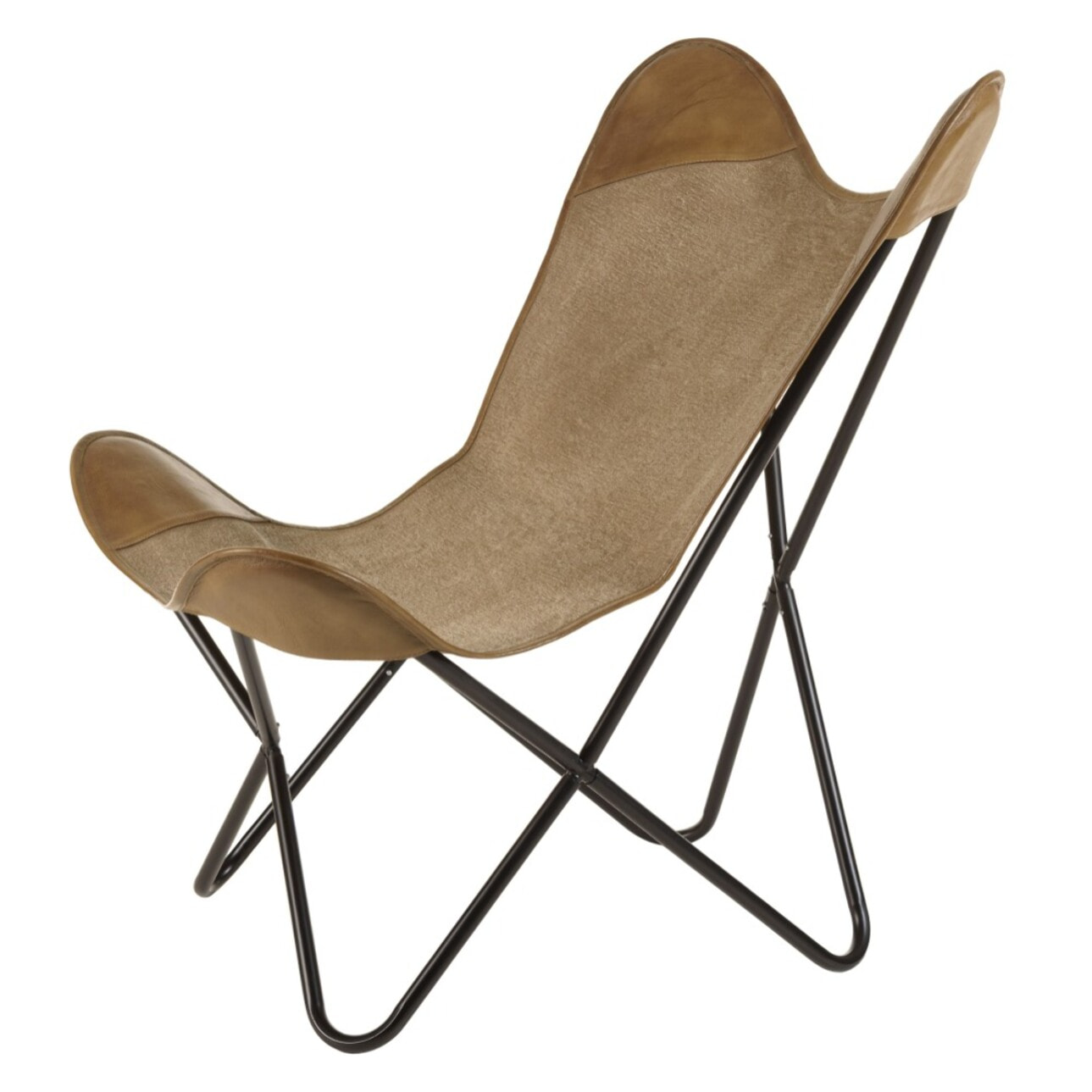 MARCEL - Chaise butterfly en toile et cuir