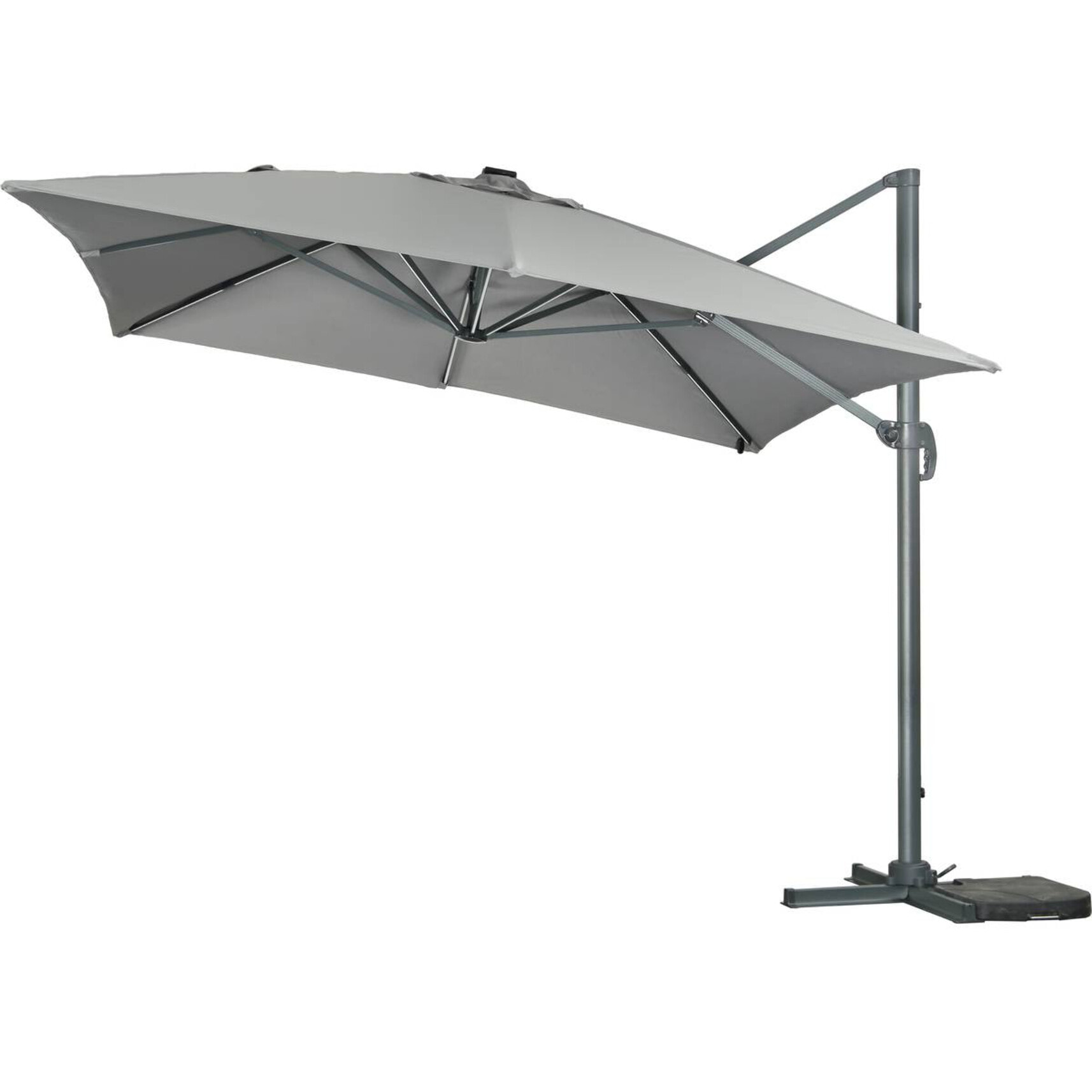 Parasol jardin déporté led alu "Sun 3 Luxe" 3 x 3 m - Gris