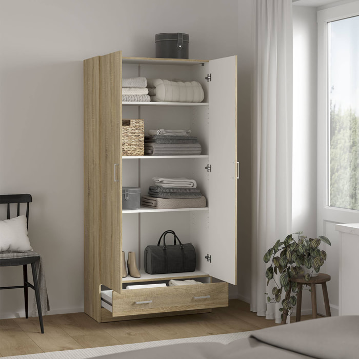 Armario duero con 2 puertas y 1 cajón estructura de roble 79,4x35,7x170,4cm