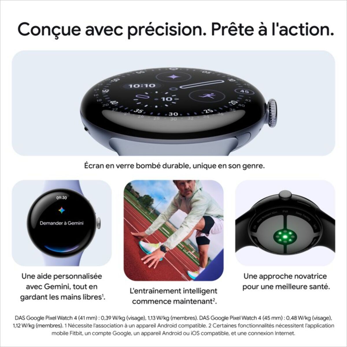 Montre connectée GOOGLE Pixel Watch 4 45mm Gris Satiné/Gris BT