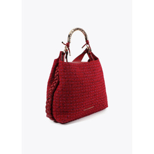 Borsa shopper con manico metallico personalizzato tessuto tweed
