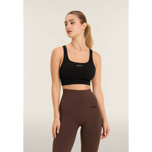 Top sportivo seamless supporto medio con inserti a costine