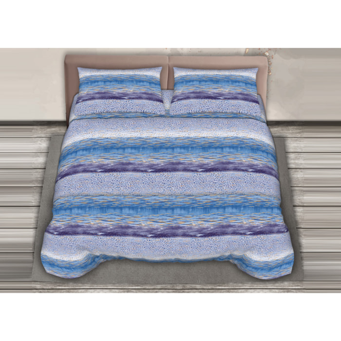 Completo Lenzuola 100% Cotone Effetto Seta Vanisho Lilla CN