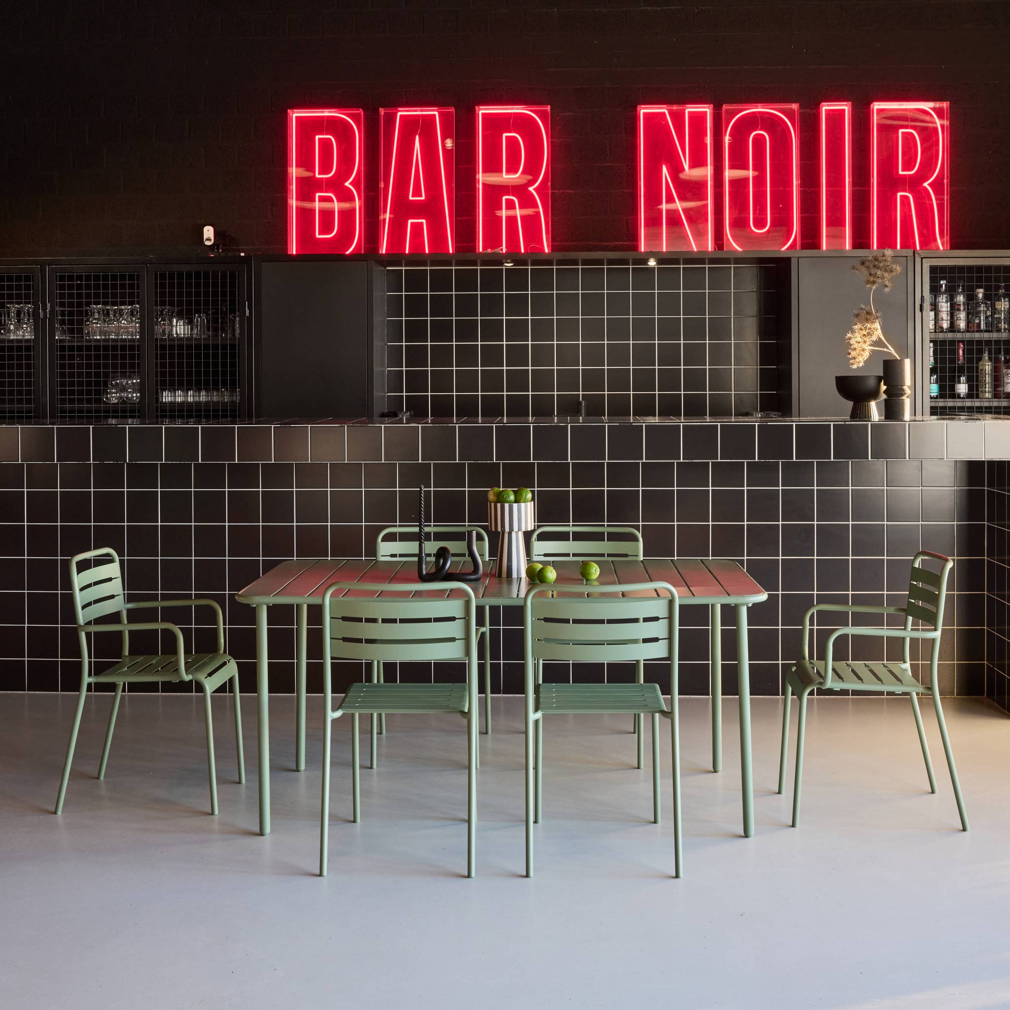 Table de jardin métal + 6 assises AMÉLIA