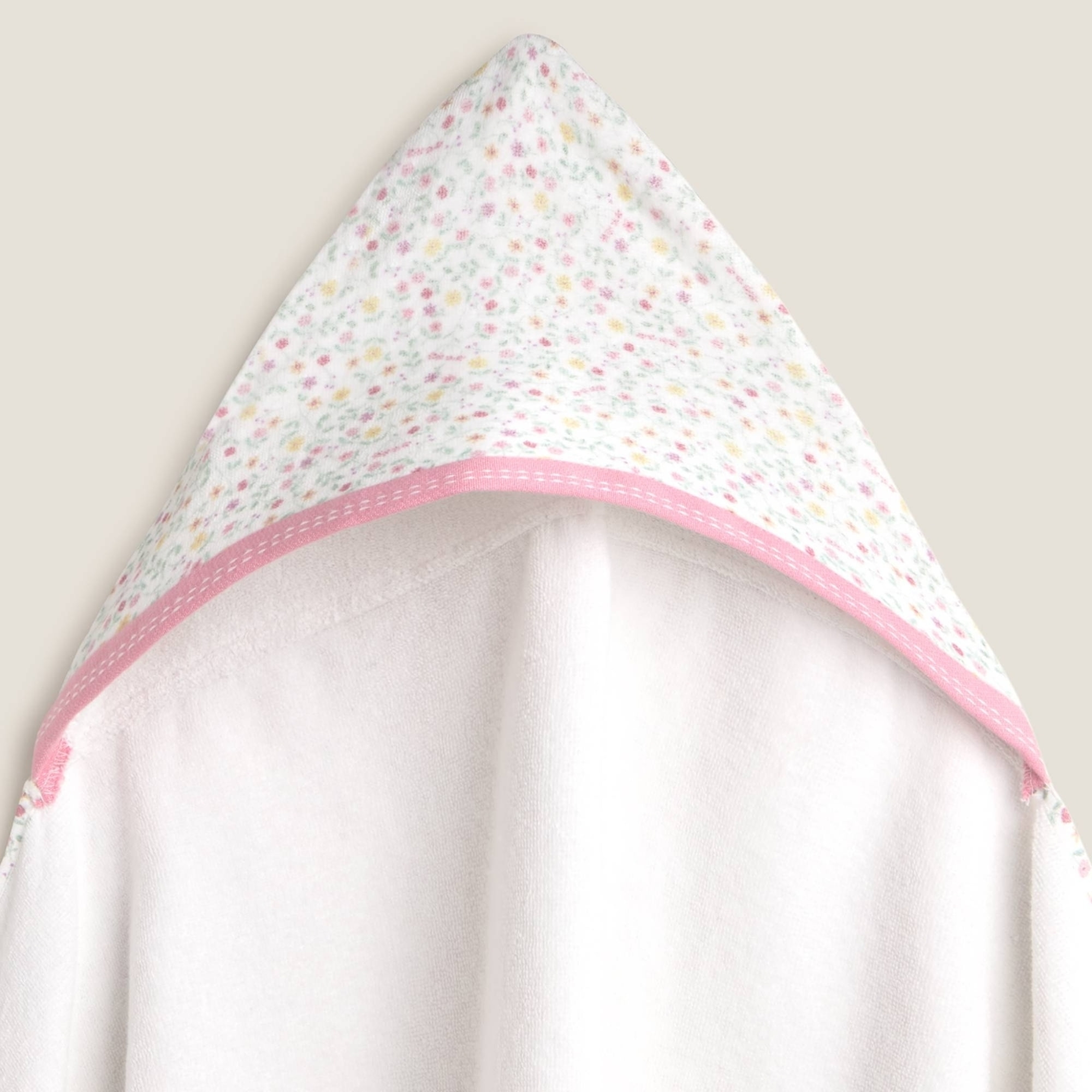 Toalla de baño de algodón con capucha flores Carmani color blanco 100% Algodón