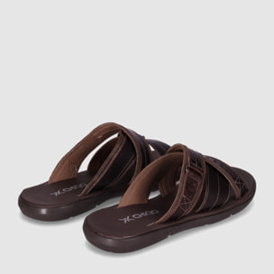 Sandalias de Piel - Marron - Tacón: Bajo