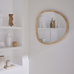 Miroir organique en bois de sapin 75cm couleur naturelle CHARLIE  L 75 x l 70 x E 3cm