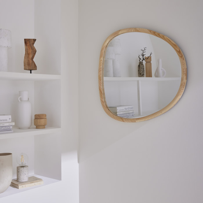 Miroir organique en bois de sapin 75cm couleur naturelle CHARLIE  L 75 x l 70 x E 3cm