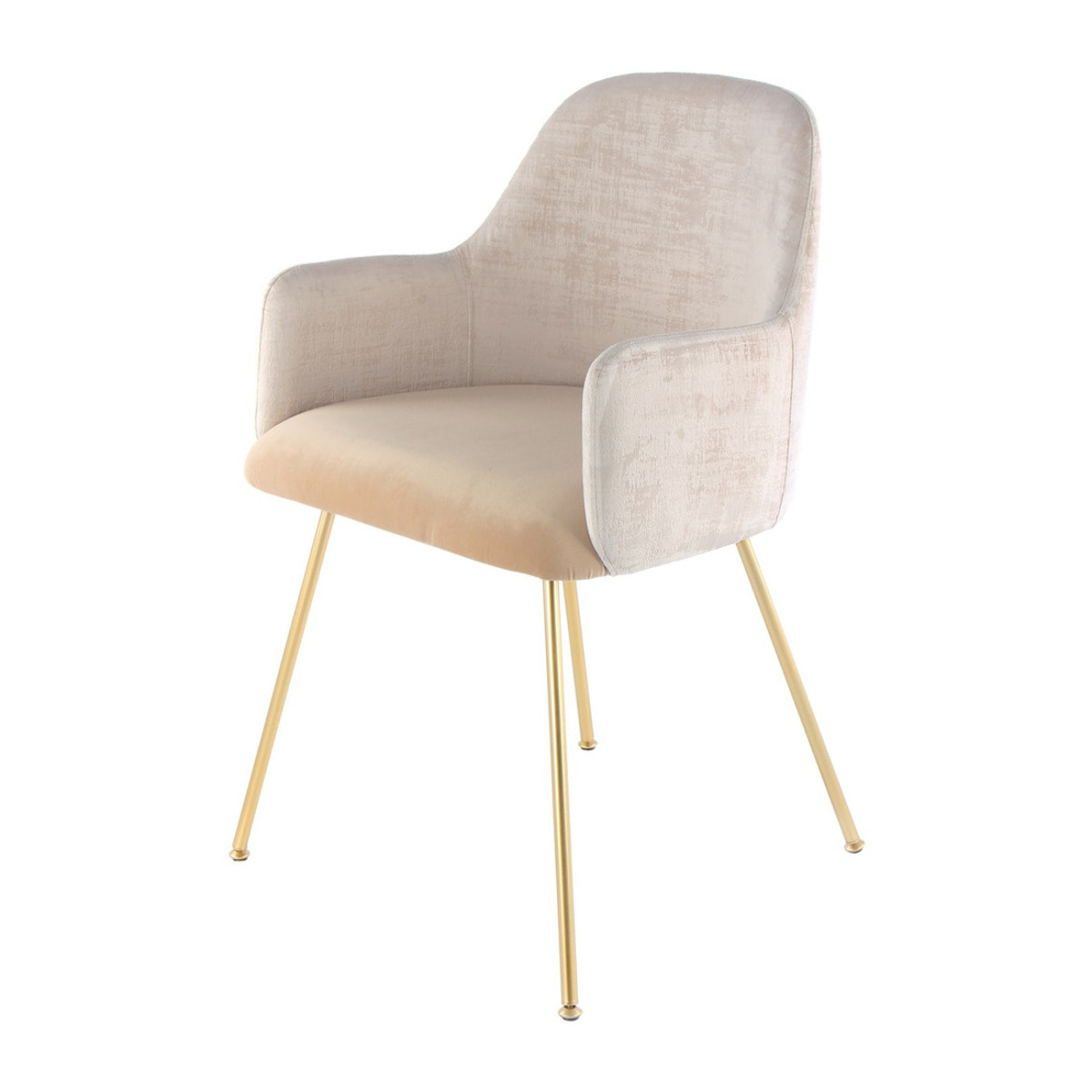 Sedia di design Richard in velluto bicolore avorio e beige