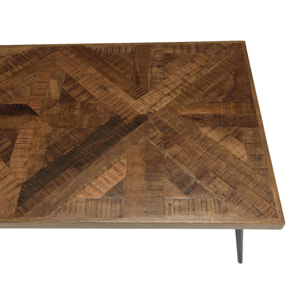 KIARA - Table basse rect. 135x70cm bois recyclé pieds métal