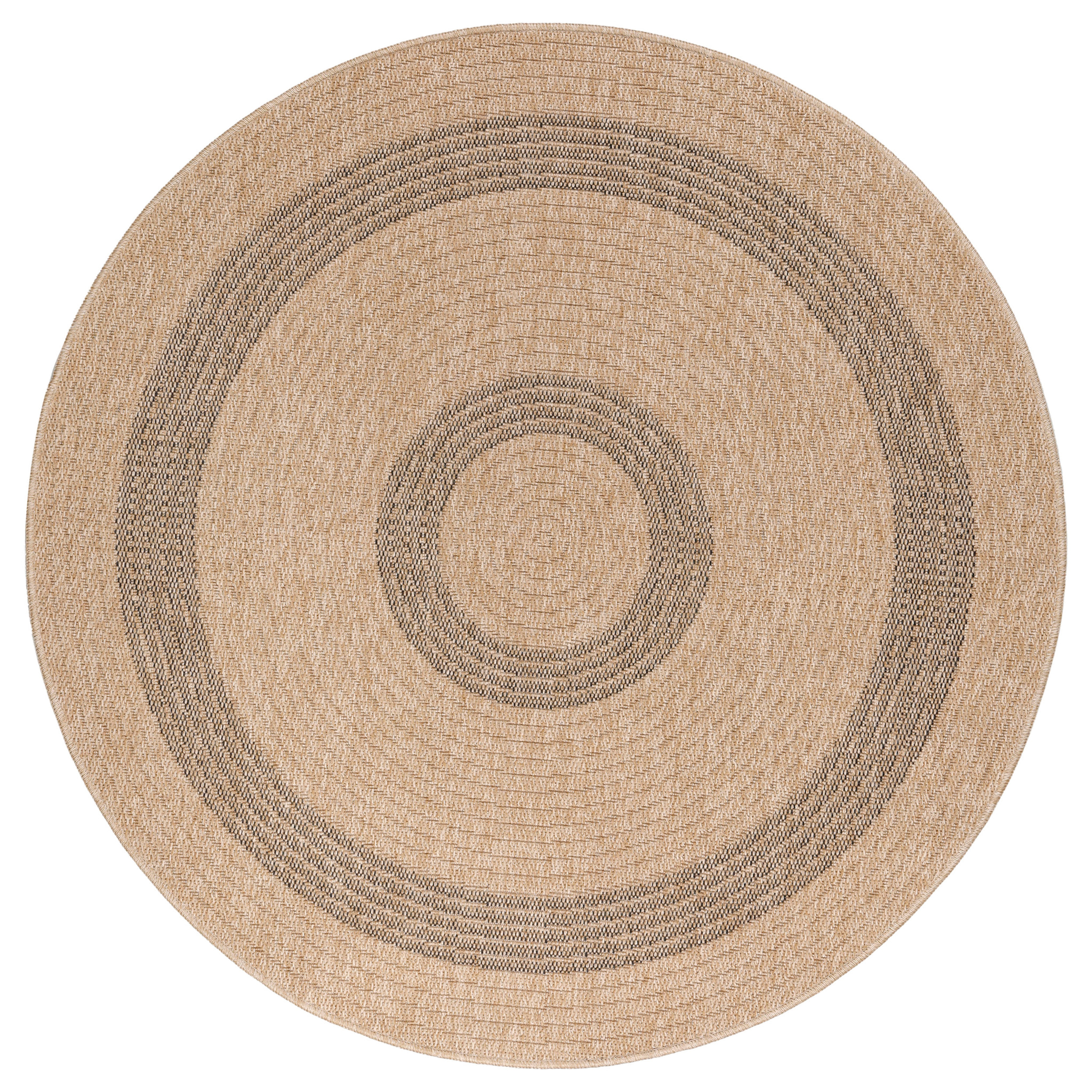 COMILLA - Tapis intérieur/extérieur rond aspect jute noir