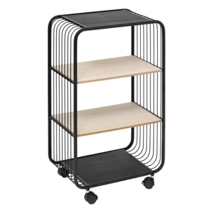 Étagère 3 niveaux en métal et bois beige