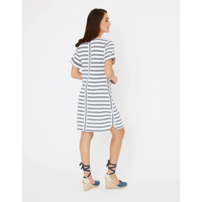 Vestido Corto Rayas Blanco - Marini