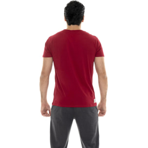 Camiseta de manga corta de algodón elástico con gran logo 'Basic'