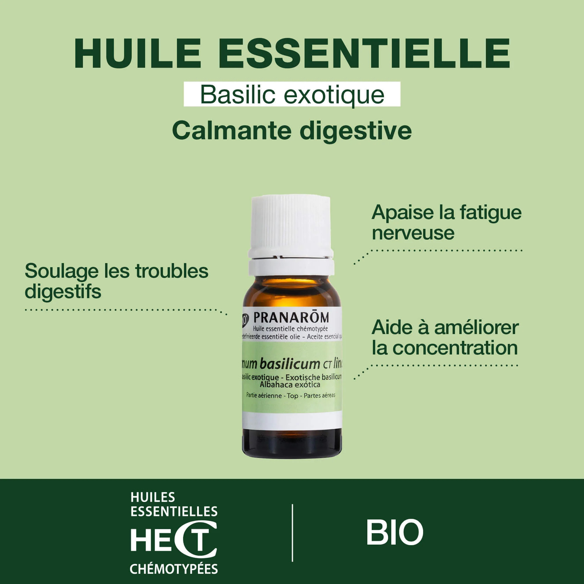 Pranarom - Huile Essentielle Basilic exotique - CT linalol - Bio - 10 ml