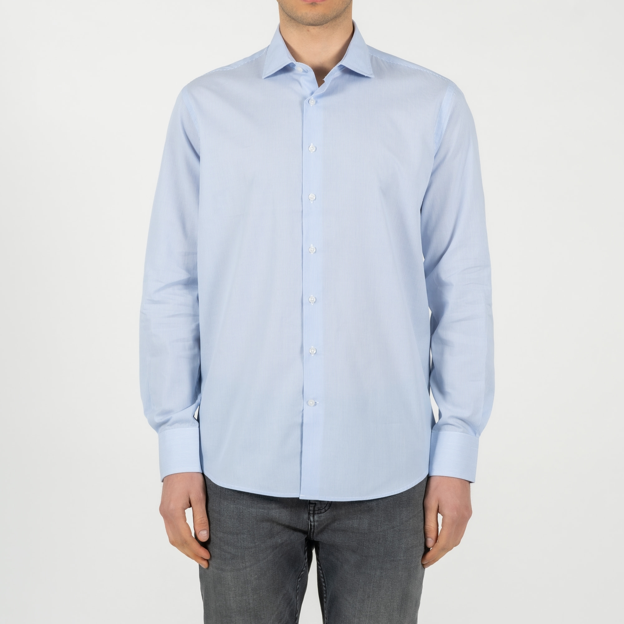 Camicia a righe collo francese