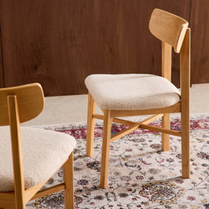 Chaise vintage bois d'hévéa et bouclette (lot de 2) THÉA