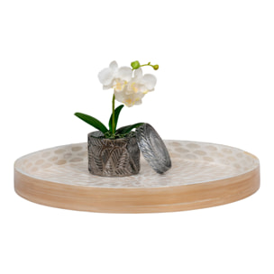 Vassoio rotondo in bamboo e capiz beige 40 cm