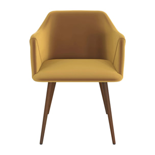 Lot de 2 chaises avec accoudoirs en velours jaune moutarde - Daisy