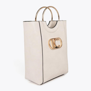 Mini shopper con manico rotondo in metallo in similpelle e logo LC ovale