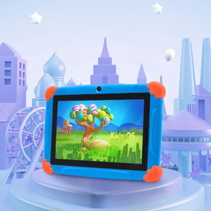 DAM Tablet Infantil K77 WiFi. SO Android 7. Pantalla 7'' 1024x600px. MTK8321 Quad-Core 1,3GHz, 1GB RAM + 8GB. Doble cámara. 21x2x13,5 Cm. Color: Azul