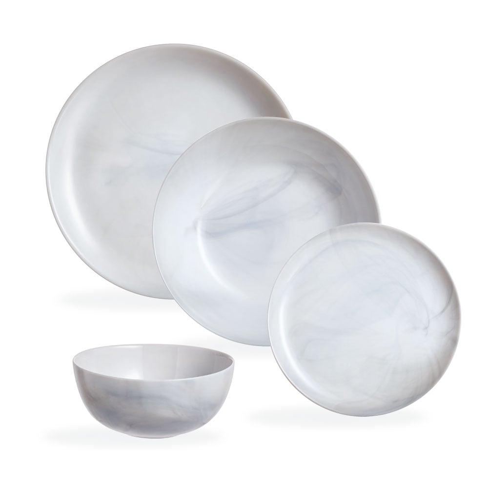 Vajilla 24 piezas efecto mármol gris DIWALI - Luminarc