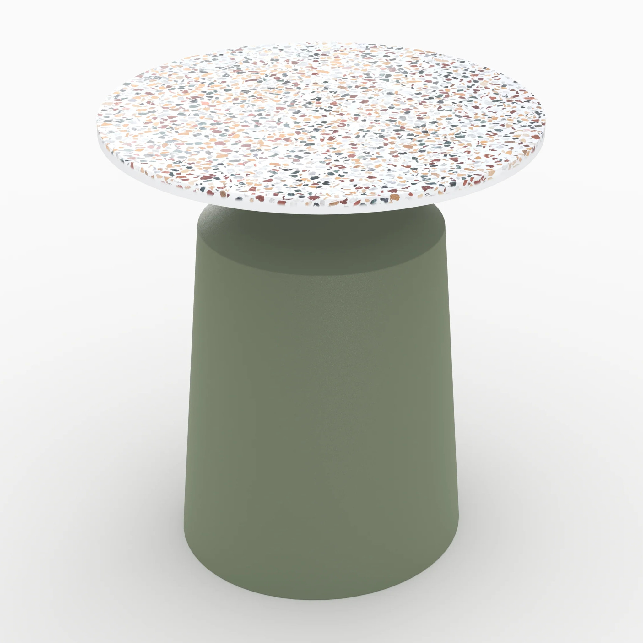 Table d'appoint ronde en terrazzo et métal vert kaki D44 cm - Daphné