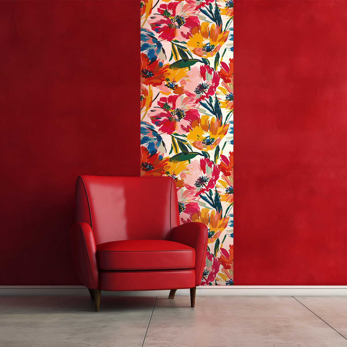 Papier peint intissé pré-encollé - PEINTURE DE FLEURS MULTICOLORE - 1 rouleau