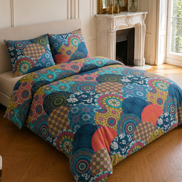 Parure housse de couette 100% coton motif géométrique - COLORADO