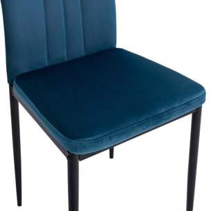 Chaises Jade en velours et pieds noirs - Mix color - Gris clair, gris foncé, jaune, bleu
